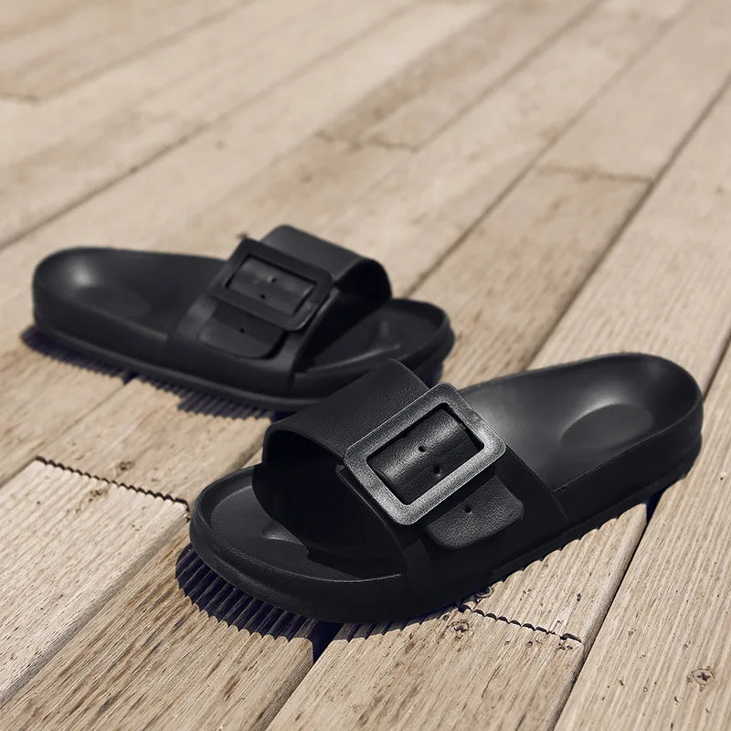 Women's EVA Square Buckle Comfort Slides Lightweight Casual Sandals - Image 4