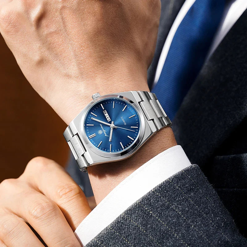 PAAZOMU Luxury Sport Quartz Man Wristwatch Waterproof Luminous Date Week Men Watches Stainless Steel Men's Watch Male Reloj+box