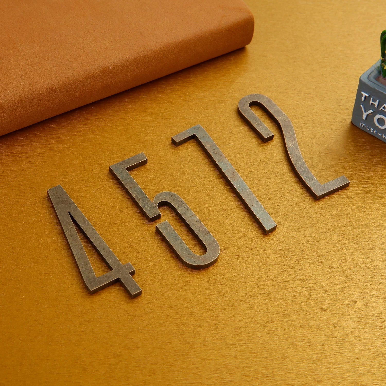 Bronze Door Number with Backing Adhesive 7cm Metal House Number Apartment Door Number for Outdoor Hotel Home Mailbox Label