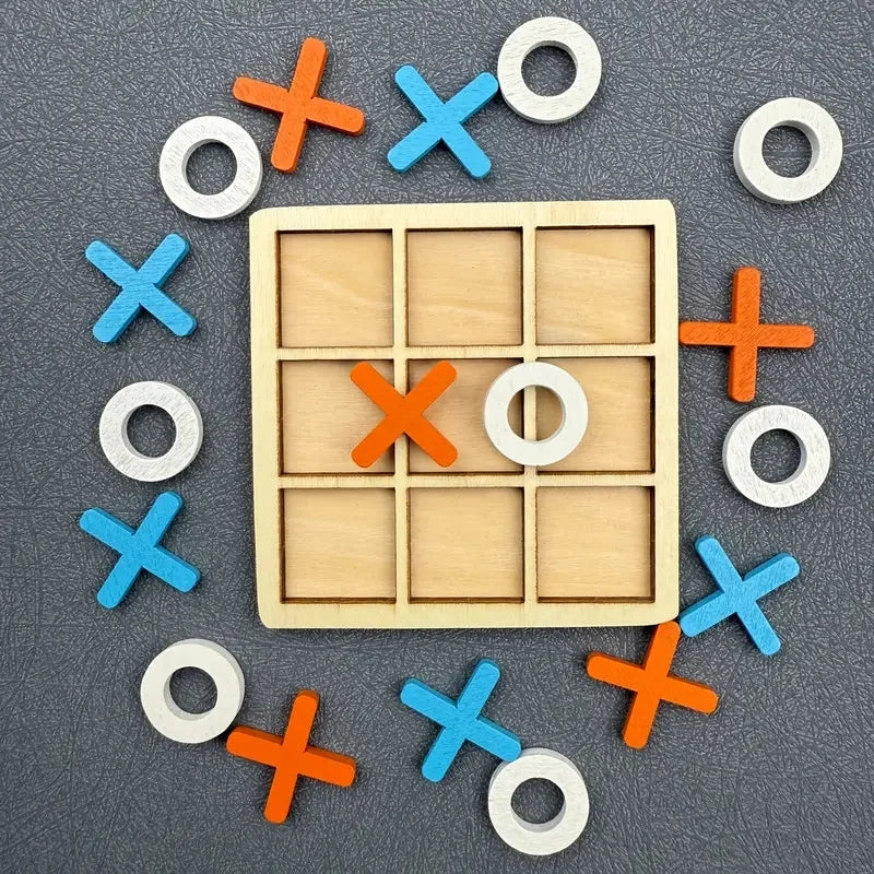 Wooden Tic Tac Toe Game Set for Two Players Interactive Strategy - Image 6