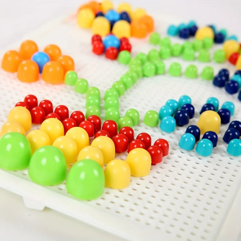 Creative DIY Mushroom Tacks Set: 1 Board, 240 Small, 40 Medium, 16 Large Tacks, And Colorful Instructions for Ages 3-6