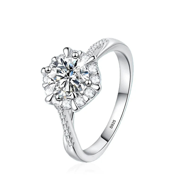 NeeTim 0.5/1CT Moissanite Diamond Rings Wedding Band for Women 925 Sterling Silver Plated 18k White Gold Promise Ring Certified