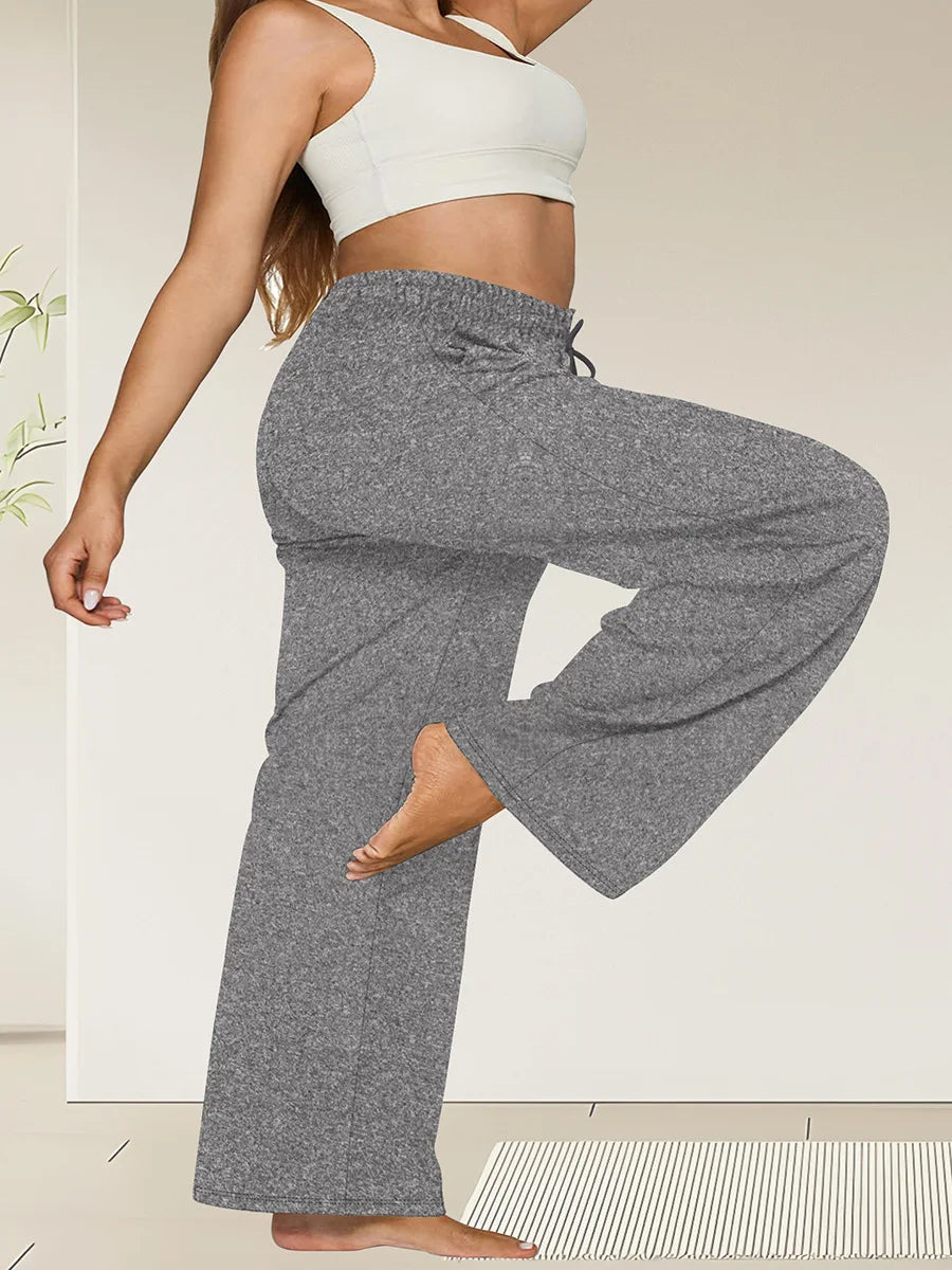 Wide Leg Lounge Trousers with Drawstring Waist and Pockets - Image 43