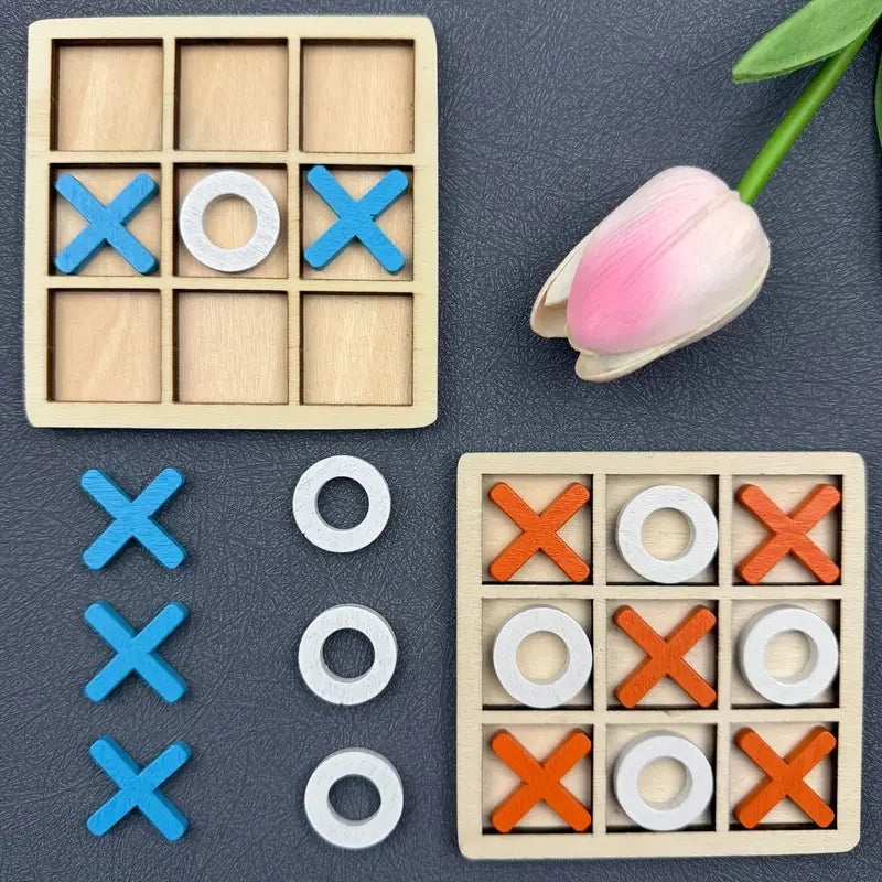 Wooden Tic Tac Toe Game Set for Two Players Interactive Strategy - Image 3
