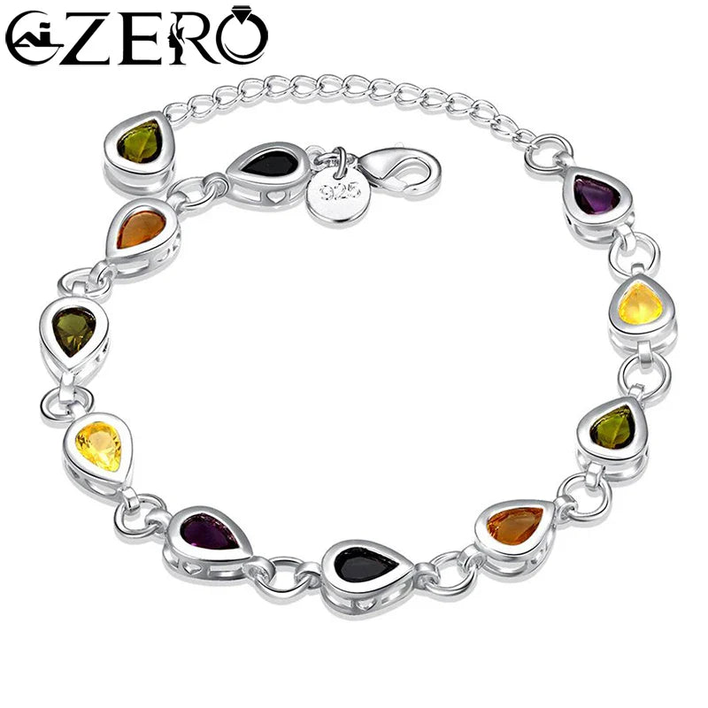 Wholesale 925 Sterling Silver Noble Charm Bracelets Zircon Chain Crystal Jewelry Fashion for Women Wedding Lady Cute