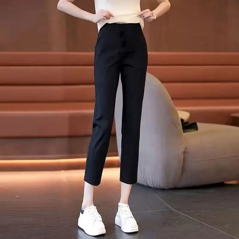Womens High Waisted Ankle Length Pants Business Casual Trousers - Image 2