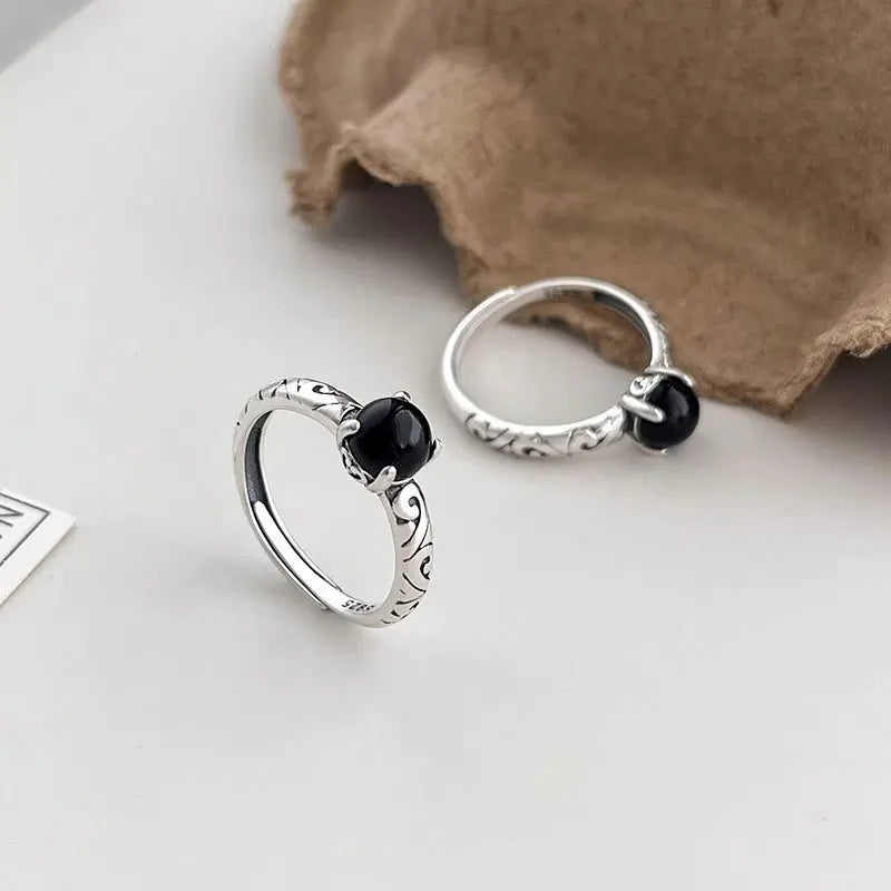 925 Sterling Silver Round Crystal Irregular Adjustable Rings For Women Vintage Jewelry Wholesale Wholesale Jewellery Moneys 925