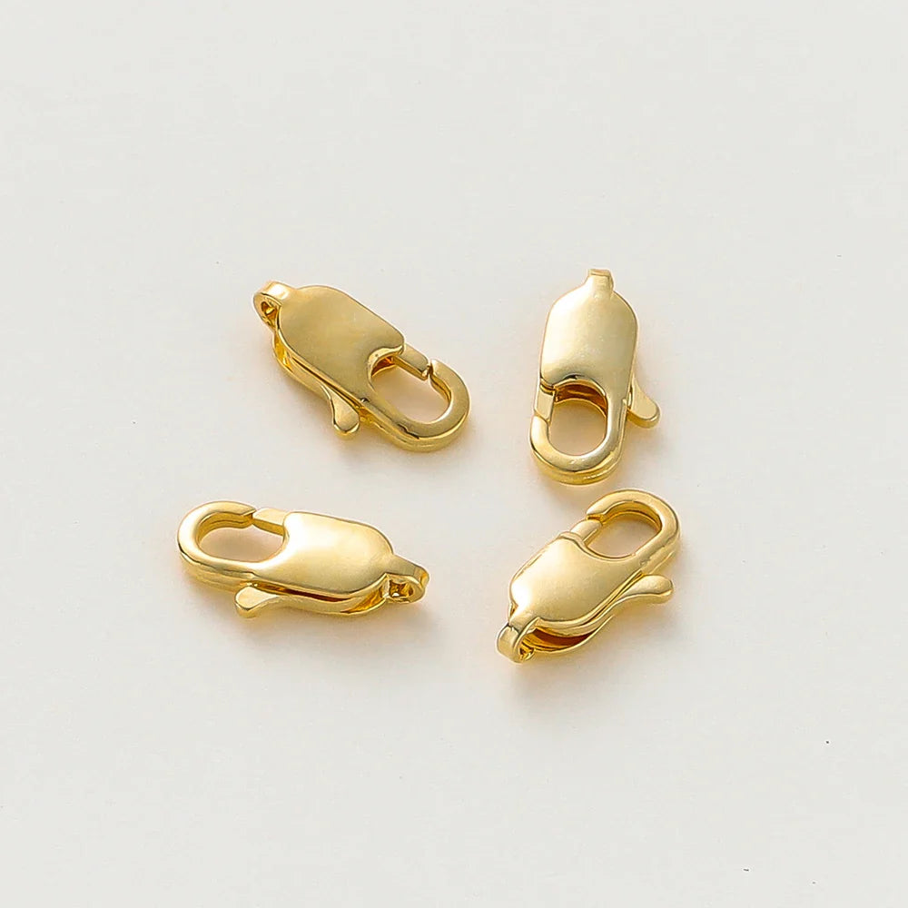 10pcs/lot 14K 18K Gold Plated Lobster Clasps Jump Rings End Chain Connector Hooks For DIY Necklace Bracelet Making Components