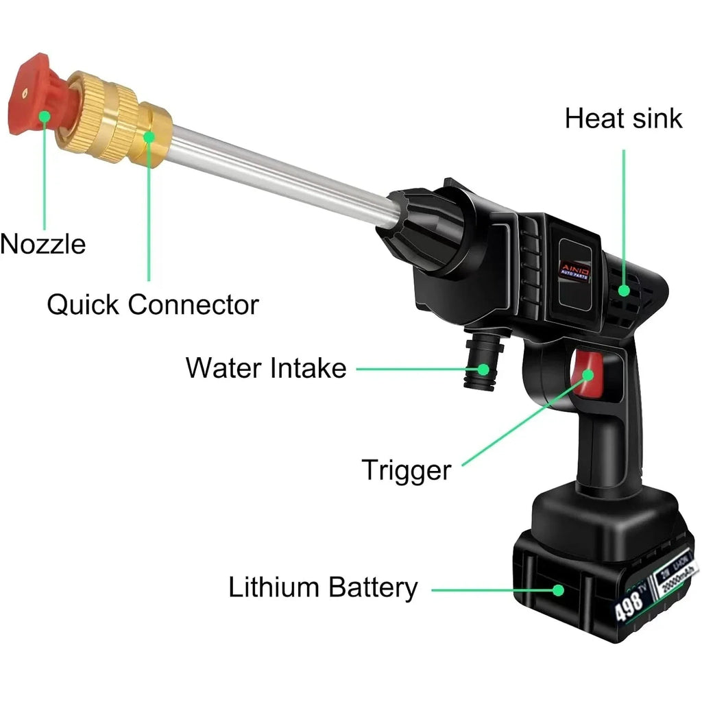 60Bar Cordless Pressure Washer – Portable High-Pressure Car Wash Spray Gun