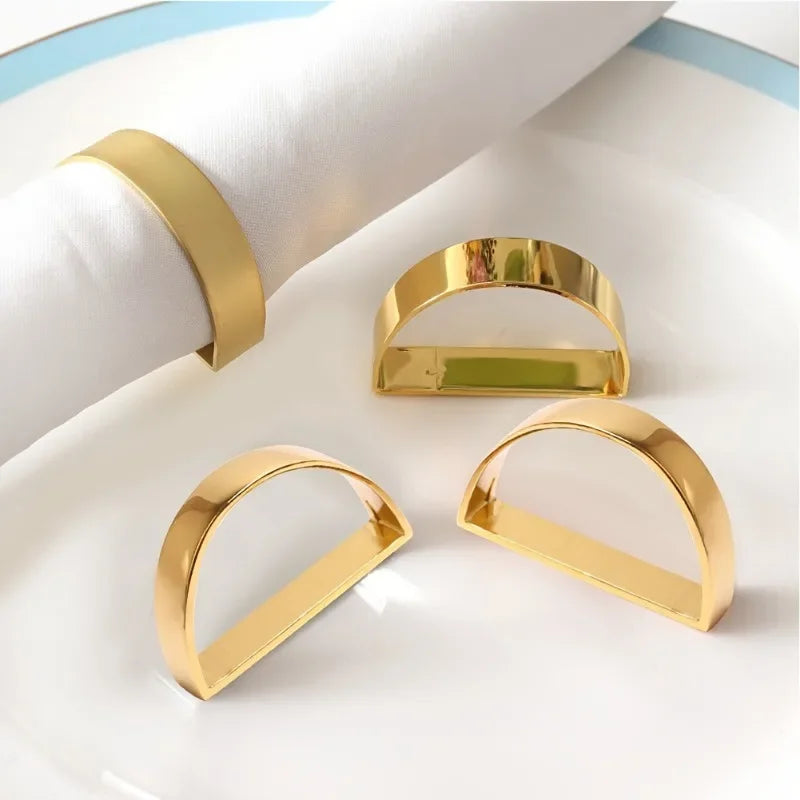 12pcs gold napkin rings, solid color napkin buckle, cast iron polished metal ring, table decoration