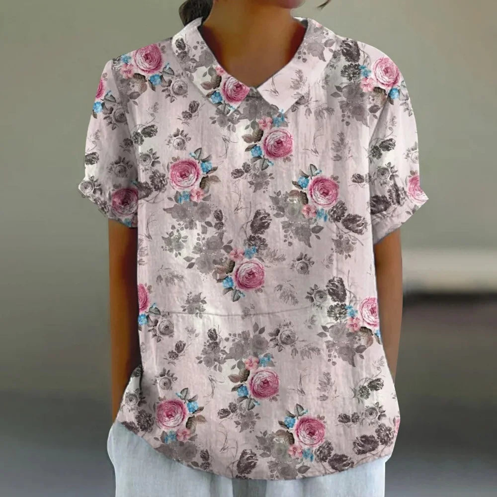Floral Puff Sleeve Peter Pan Collar Blouse for Women - Image 2