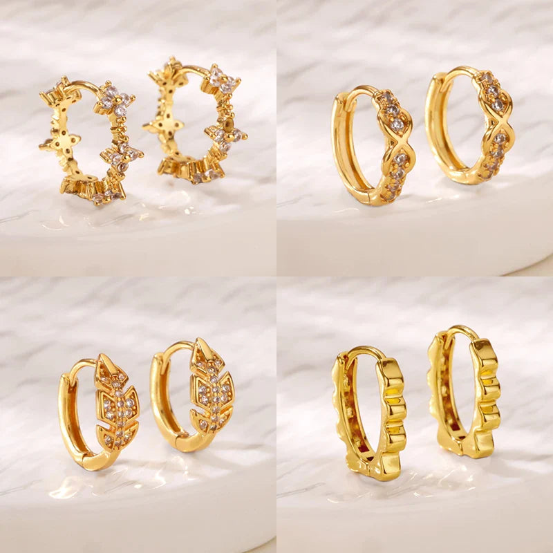 Cute Geometric Hoop Earrings for Women Stainless Steel Gold Color Cross Infinity Earrings 2025 Trend Piercing Wedding Jewelry