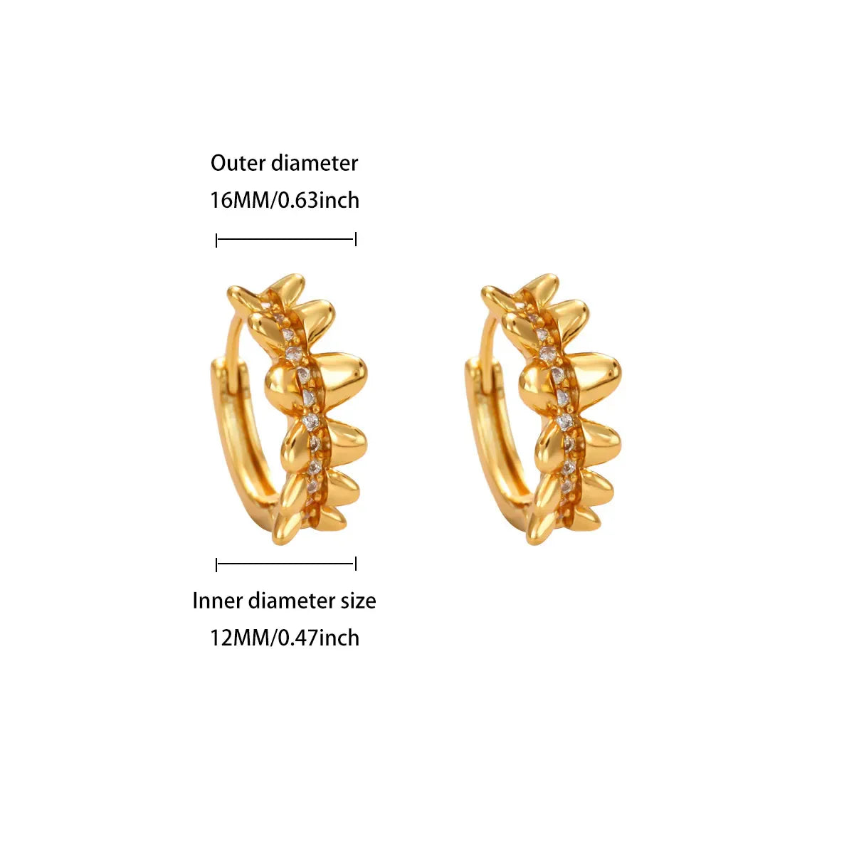 Zircon Geometric Hoop Earrings for Women Stainless Steel Gold Color Piercing Earring 2025 New Fashion Wedding Couple Jewelry