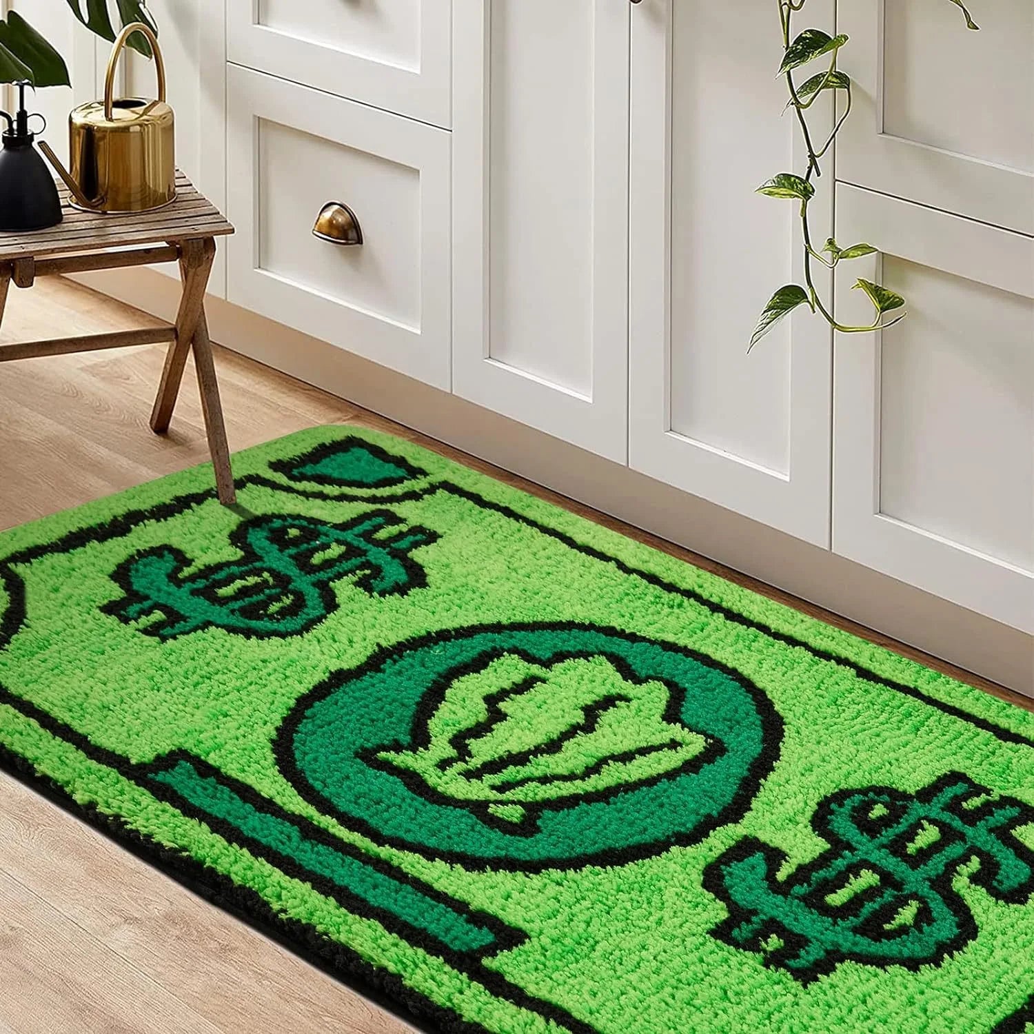 VIKAMA Cartoon Dollar Imitation Cashmere Wash Back Rug Moisture-Proof Foldable Bathroom Floor Mat Bedroom Carpet Home Decoration