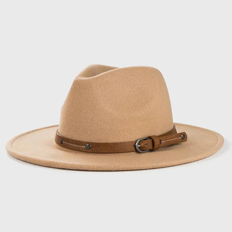 Unisex Wool Fedora – Flat-Brim Felt Hat for Fall & Winter