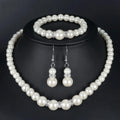 3 PCS Imitation Pearl Fireball Necklace Bracelet Earring Stud Jewelry Set Silver Color Crystal Stone Elegant Bridal Jewelry Gift