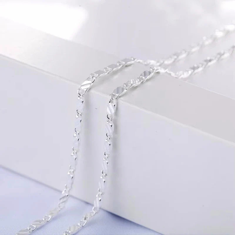 New Luxury 925 Sterling Silver Special 2MM Flat Clavicle Chains Necklaces for Men Women Wedding Jewelry Christmas Gifts 40-75cm