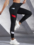 Colorblocked Mesh High-Waist Yoga Leggings with Side Pockets