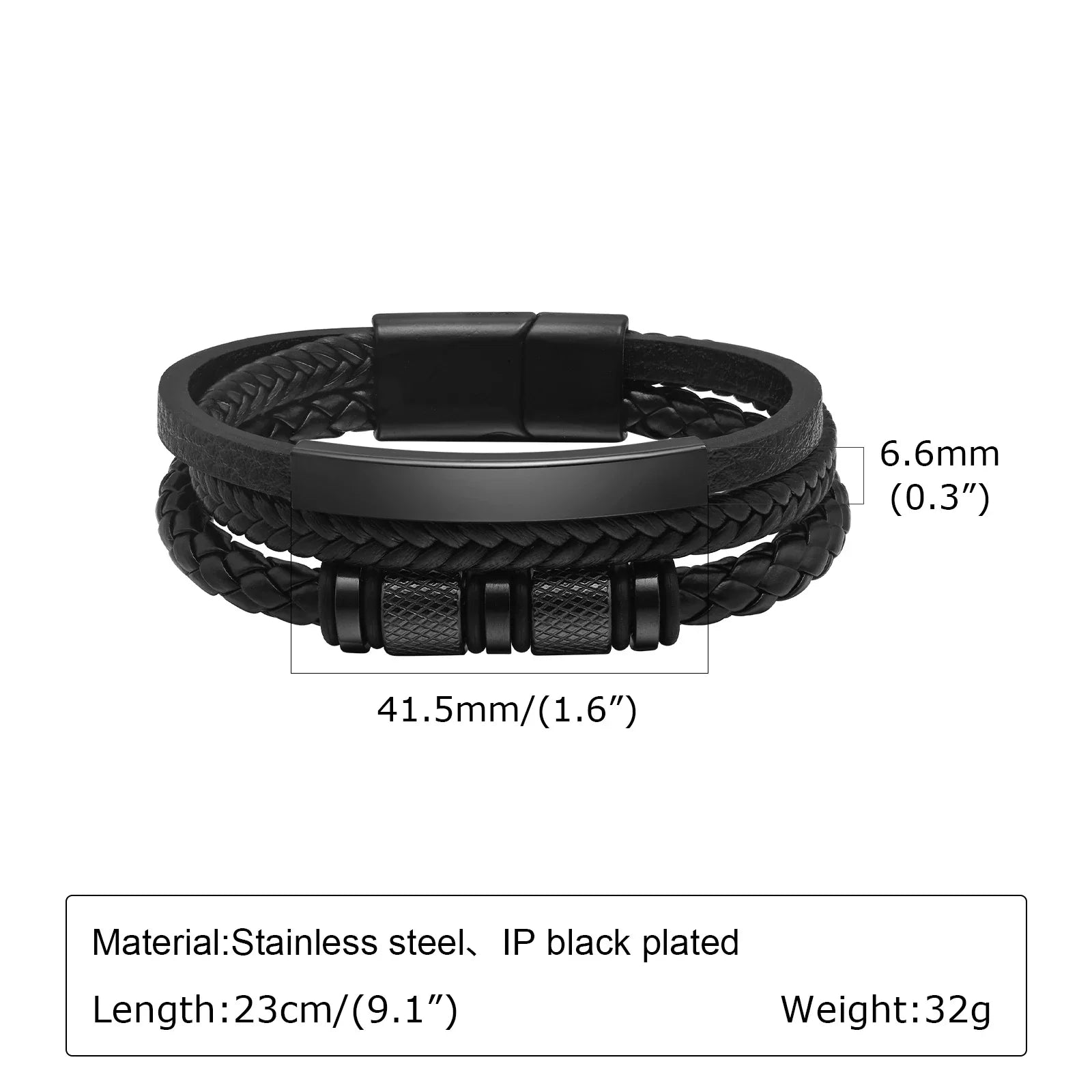 Vnox Personalized Braided Leather Bracelet for Men Handmade Triple Woven Pu Leather Bracelet Custom Name Text Jewelry Gifts