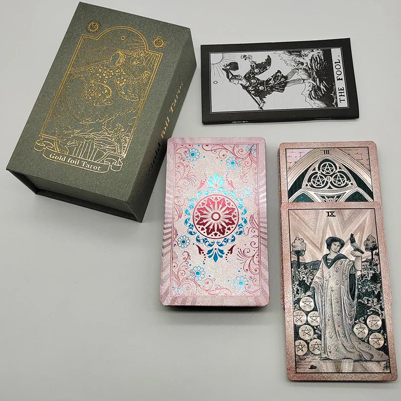 Classical Gold Foil Waterproof Tarot Cards With Megnet Box As Special Gift