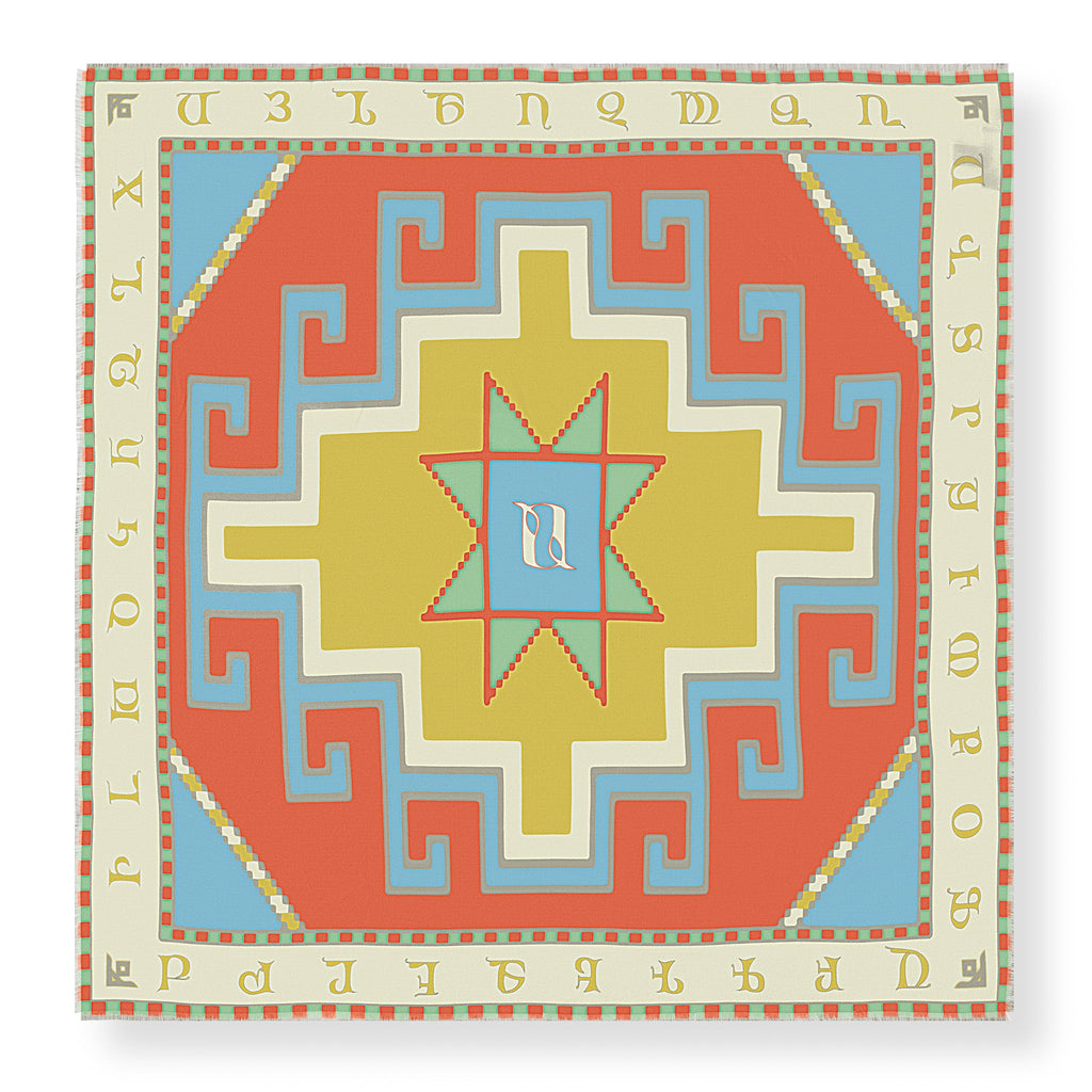Armenian Alphabet #3 Silk Square scarf