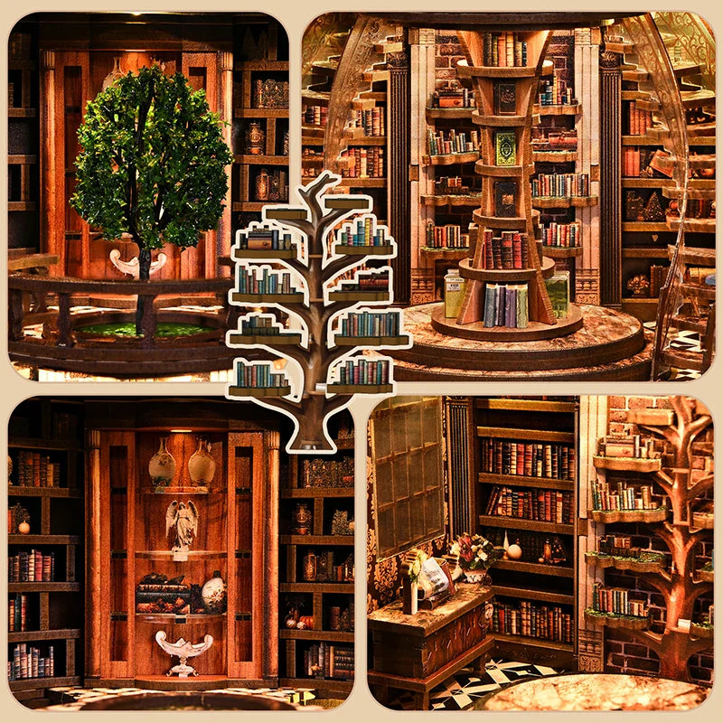 Wisdom Ring 3D Miniature Library DIY Wooden Book Nook Diorama - Image 4
