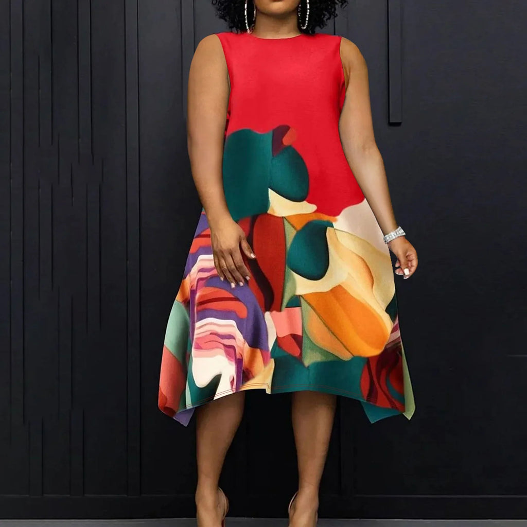 Women's Plus Size Sleeveless Midi Dress - Casual