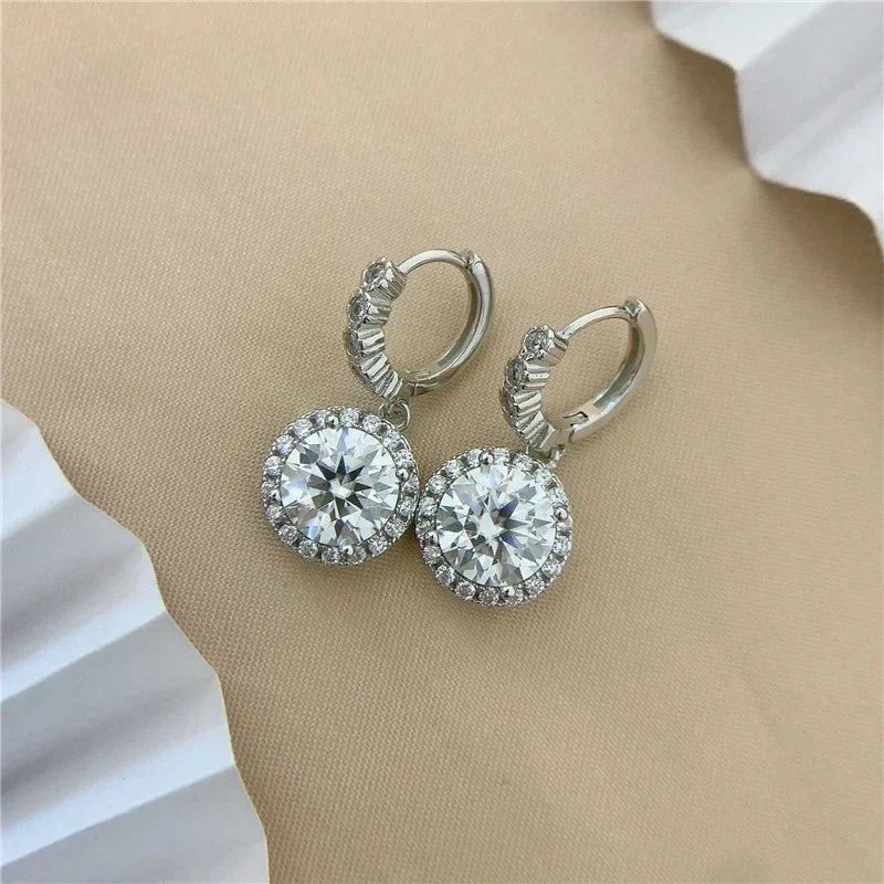 NeeTim 3ct Moissanite Diamond Drop Earrings for Women Lab Diamond 925 Sterling Silver with Gold Plated Wedding Party Jewelry