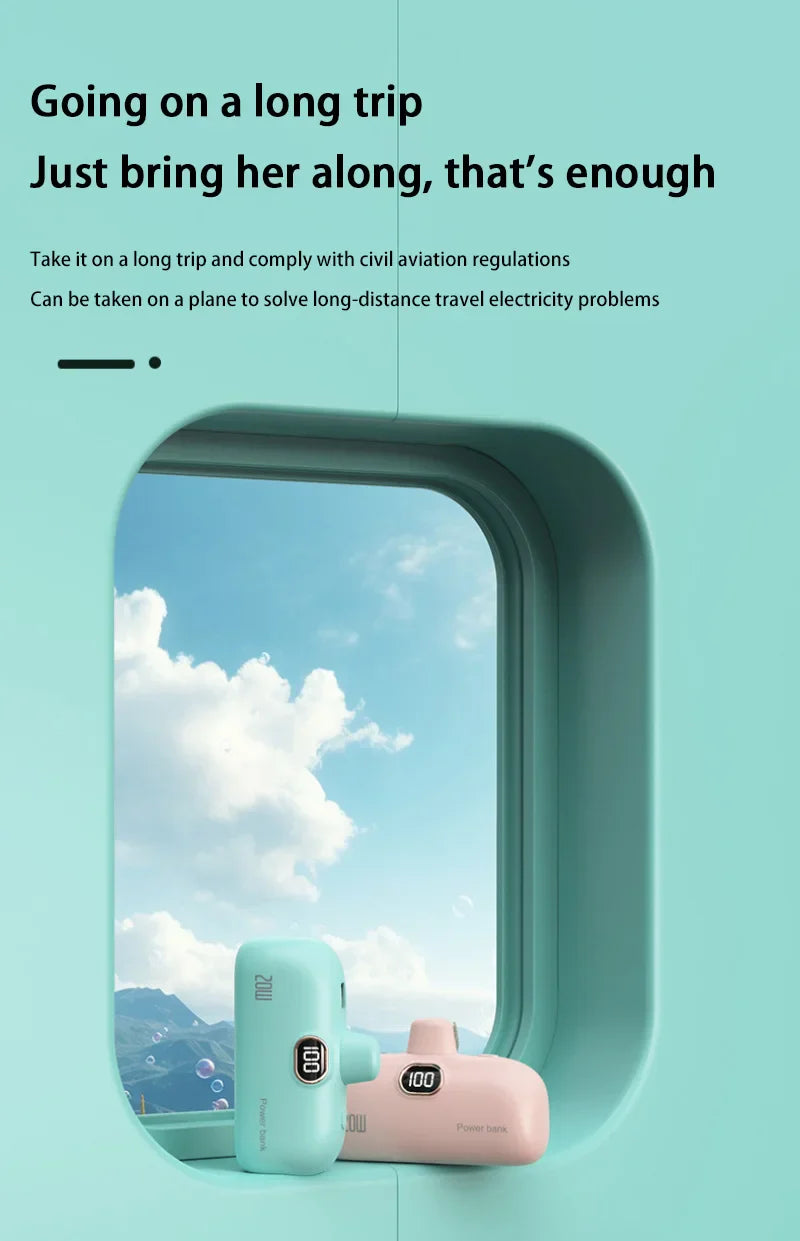 Mini Power Bank 2000/5000mAh Built Cable Portable Mobile Charger Fast Charger