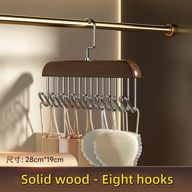 Wooden Multi-Hook Space-Saving Closet Hanger for Bras and Vests - Image 10