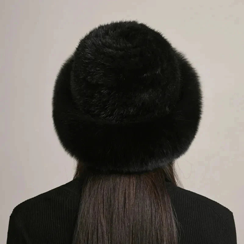 Women’s Luxury Faux Fur Knit Beanie Soft Winter Hat