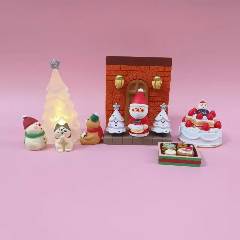 Christmas Resin Ornaments Home Scenes Trendy Toys Figurines Decorations ZAKKA Dolls Cats 2025 Small Ornaments