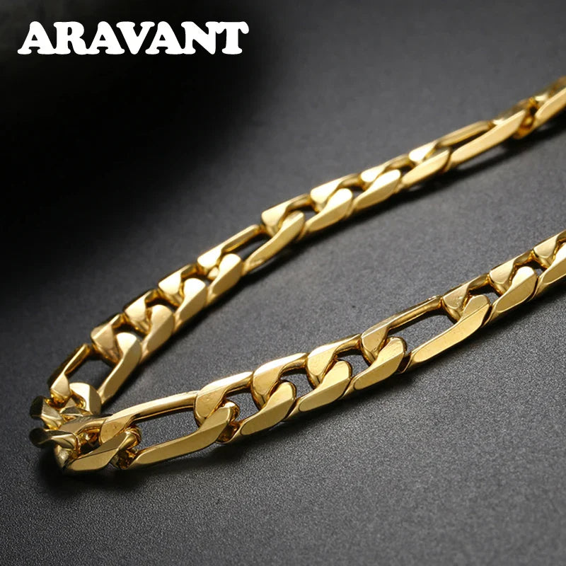 Aravant 925 Silver 18K Gold 8mm Necklace Chains For Men Women Fashion Jewelry