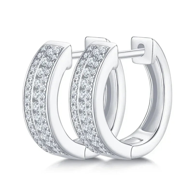 NeeTim Hoops s925 Sterling Silver Full Real Moissanite Earrings Women Sparkling Dimoand Earring Jewelry Gift Certificate