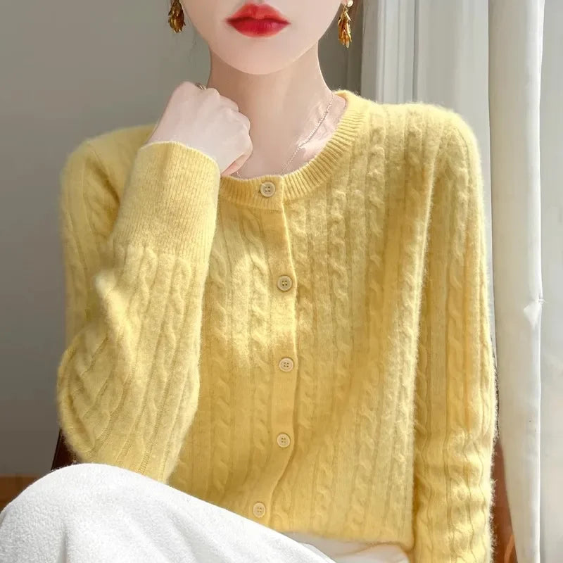 Women's Cable Knit Button Down Cardigan Sweater - Image 7