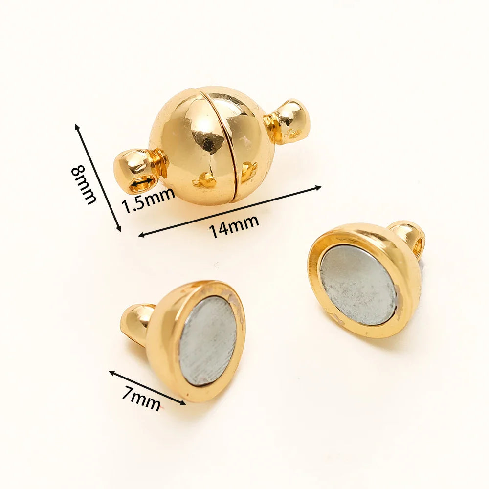 4/6pcs/pack 8*14MM 14K/18K Gold Plated Brass Magnetic Bracelet Clasp Beads for Handmade DIY Jewelry Making Accessories