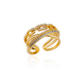 Zircon Twist Chain Open Rings For Women Stainless Steel Geometric Twist Wrapped Adjustable Ring Wedding Aesthetic Jewelry Gift