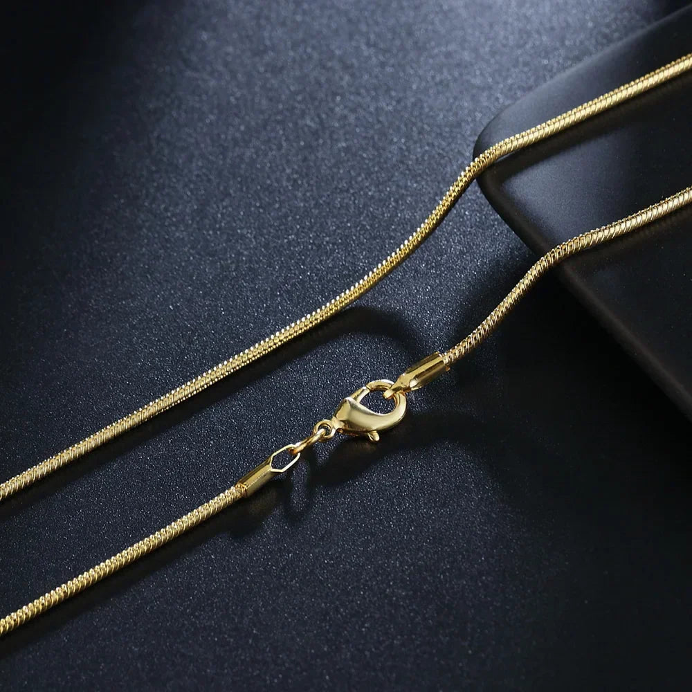 ALIZERO 18K Gold 2mm Snake Chain Necklaces 16/18/20/22/24/26/28/30 Inches Women Men Fashion Fine Jewelrys Gifts