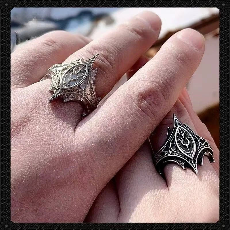 Classical Gothic Vintage Sweet Darkness Ring, Classic Gothic Emblem Personalized Ring, Trendy Men's Party Jewelry Accessories