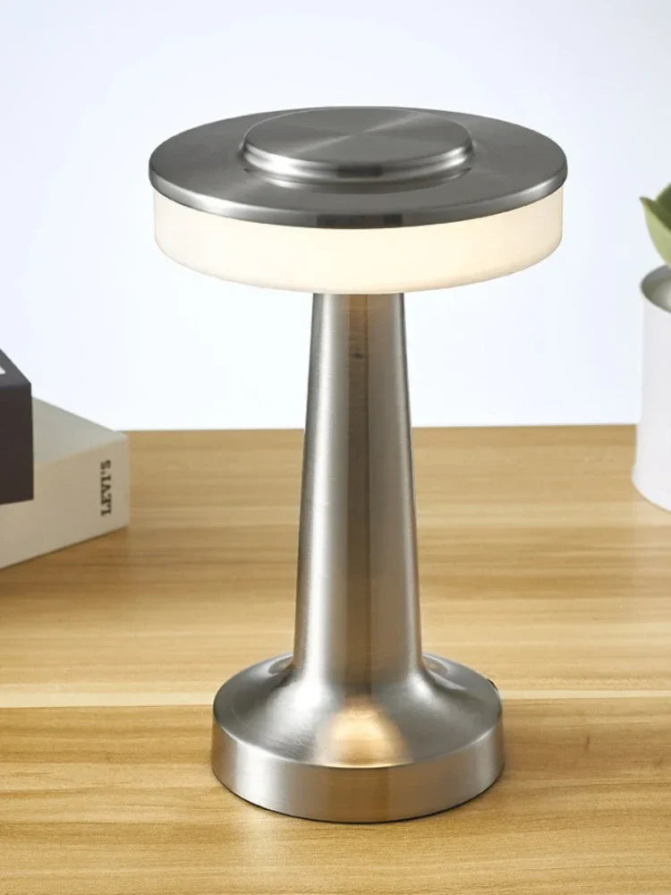 LED Table Lamp Retro Bar Coffee Table Lamp Rechargeable Touch Sensor Wireless Night Light Restaurant Living Room Decor Light