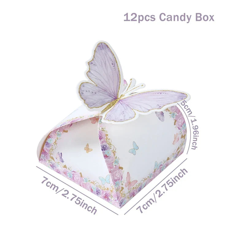 Pink Butterfly Candy Gifts Box Happy Birthday Party Decor Kids Girl Butterfly Wedding Birthday Party Supplies Baby Shower Decor
