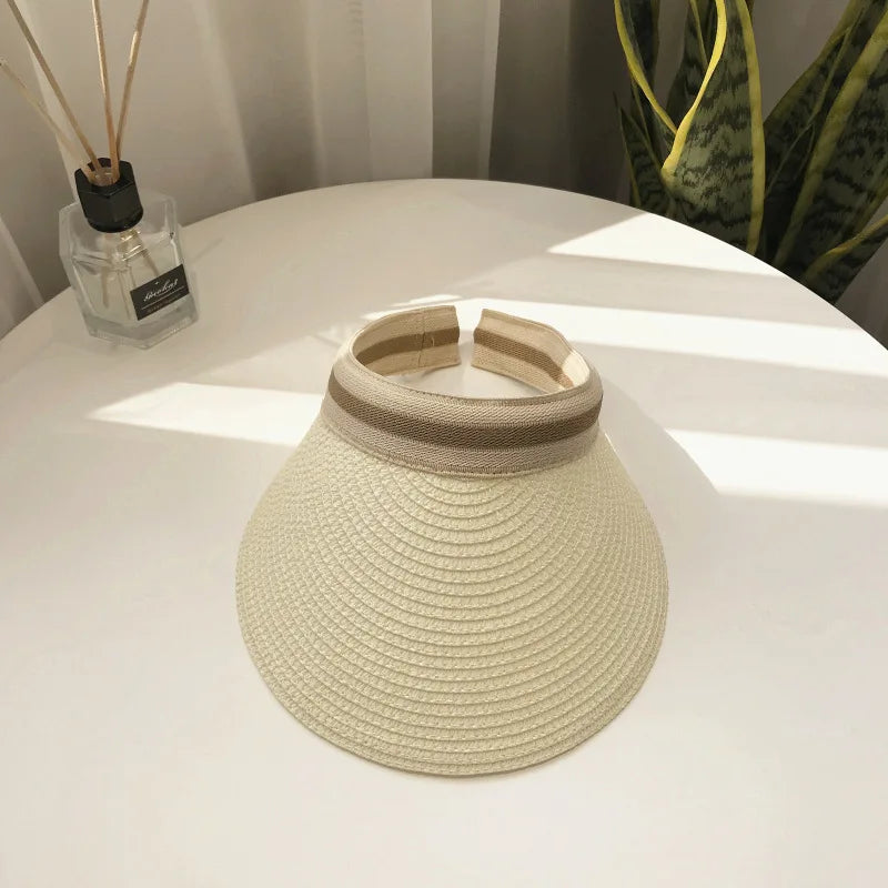 Women Straw Visor Hat Adjustable Sun Protection Beach Accessory - Image 11