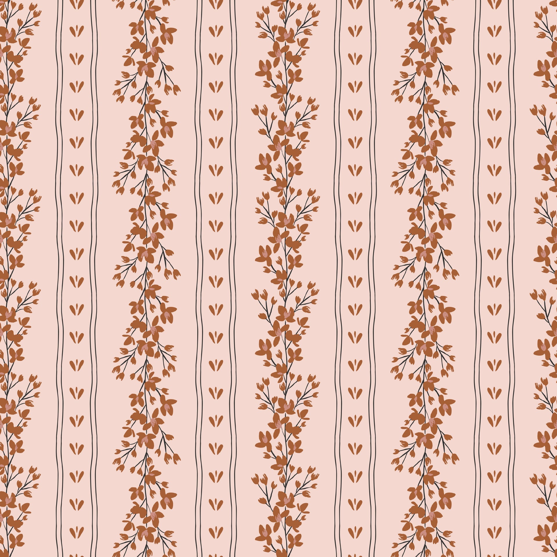 Scottie Wallpaper – Modern Farmhouse Brown, Tan, Pink & White