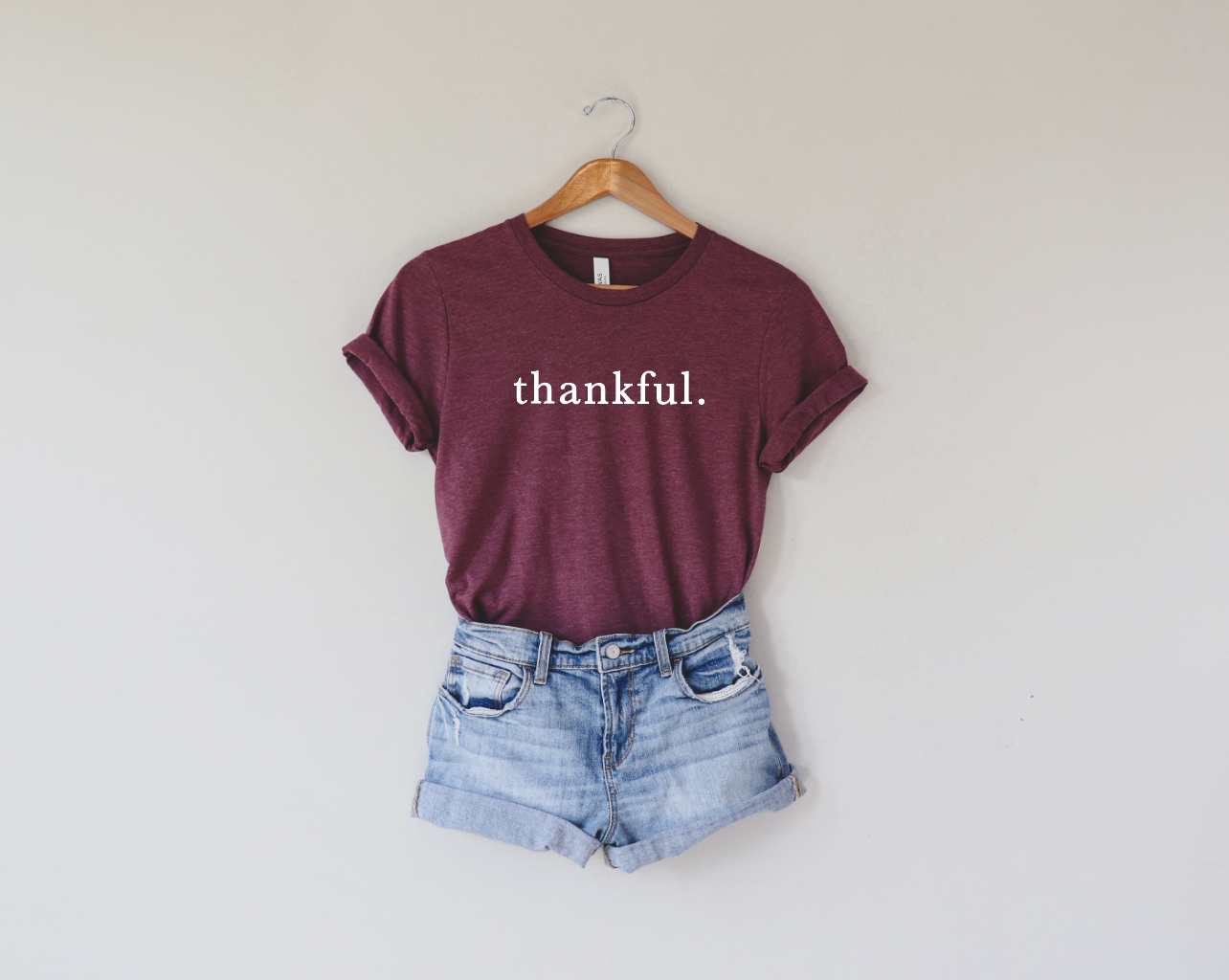 thankful. Cotton Graphic Tee - Minimalist Casual Women's Top