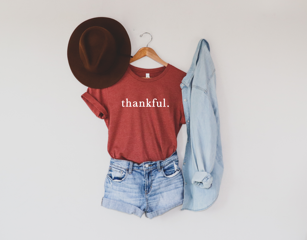 thankful. Cotton Graphic Tee - Minimalist Casual Women's Top