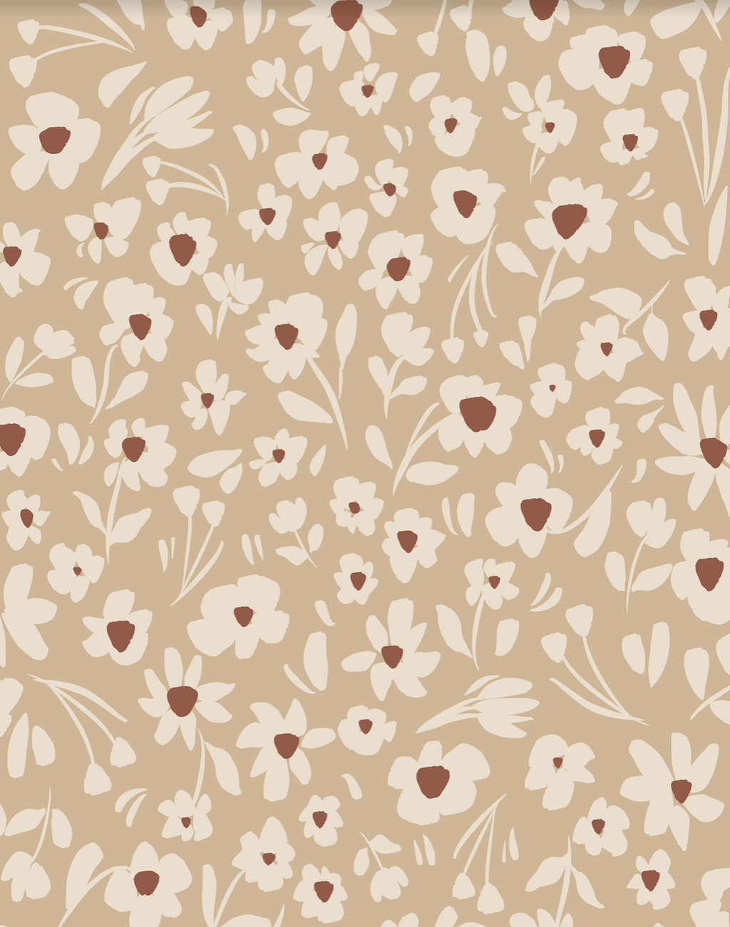 Laurel Floral Removable Wallpaper in Tan, Cream and Terracotta