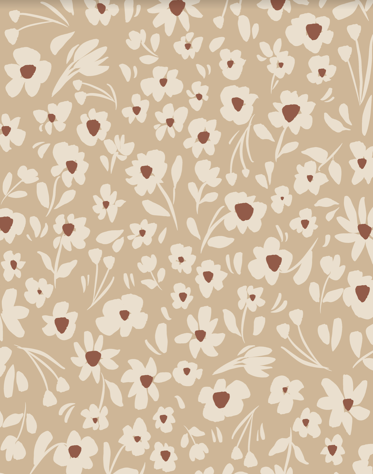 Laurel Floral Removable Wallpaper in Tan, Cream and Terracotta