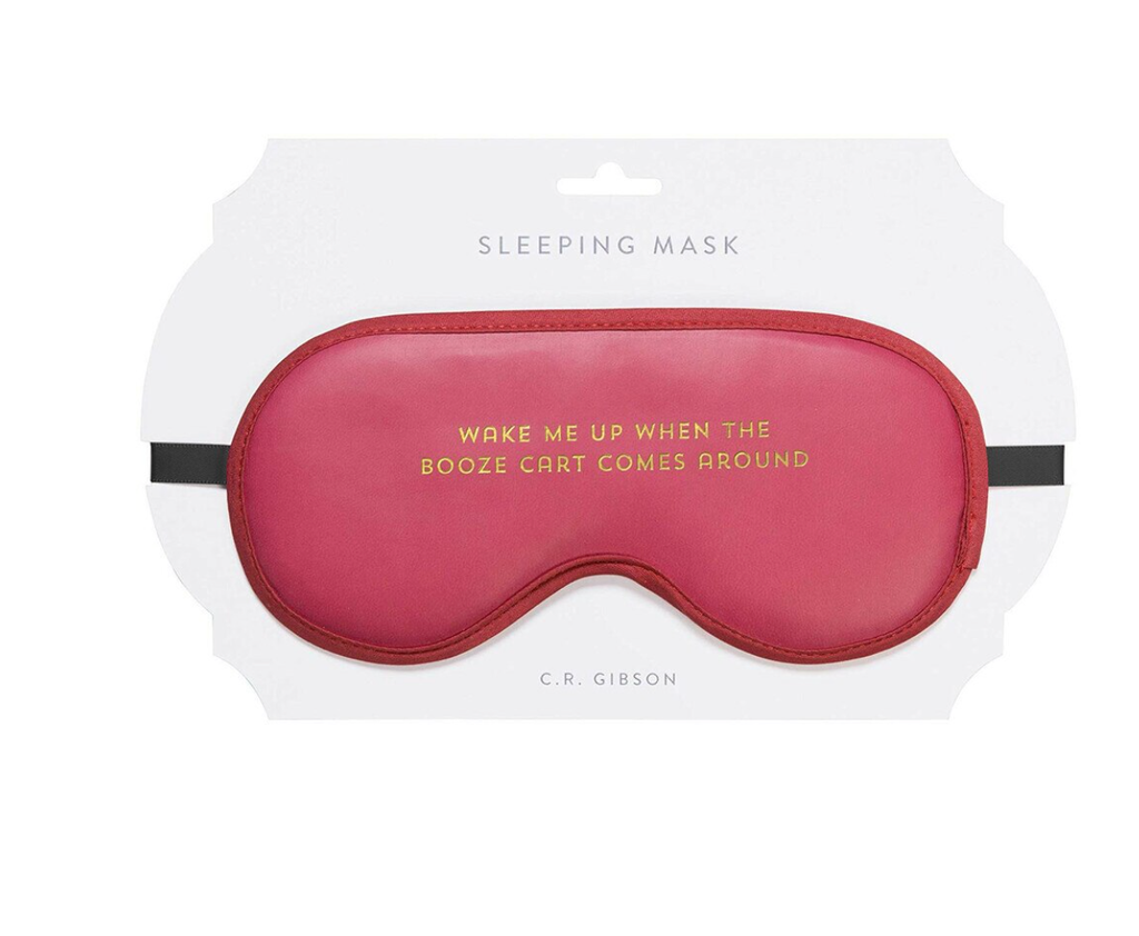 Chic leatherette sleep mask with a Booze Cart graphic and comfortable stretchy band.