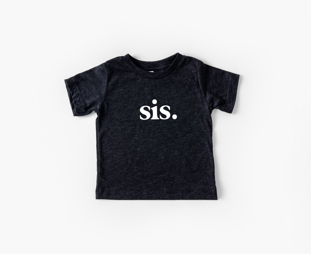 Unisex Kids Sis. Tee in Dusty-Rose or Charcoal-Heather