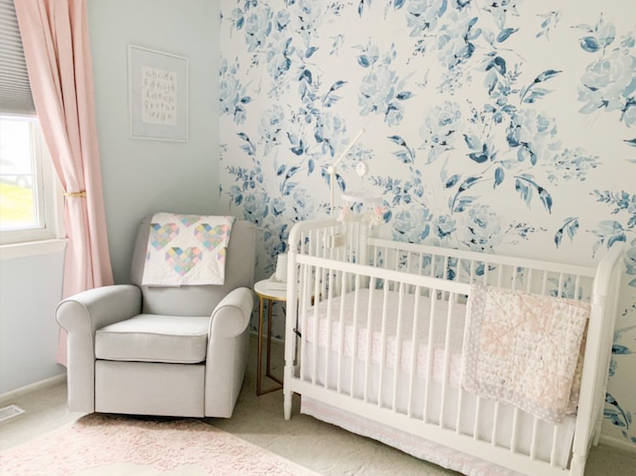 Florence Floral Removable Wallpaper in White and Blue